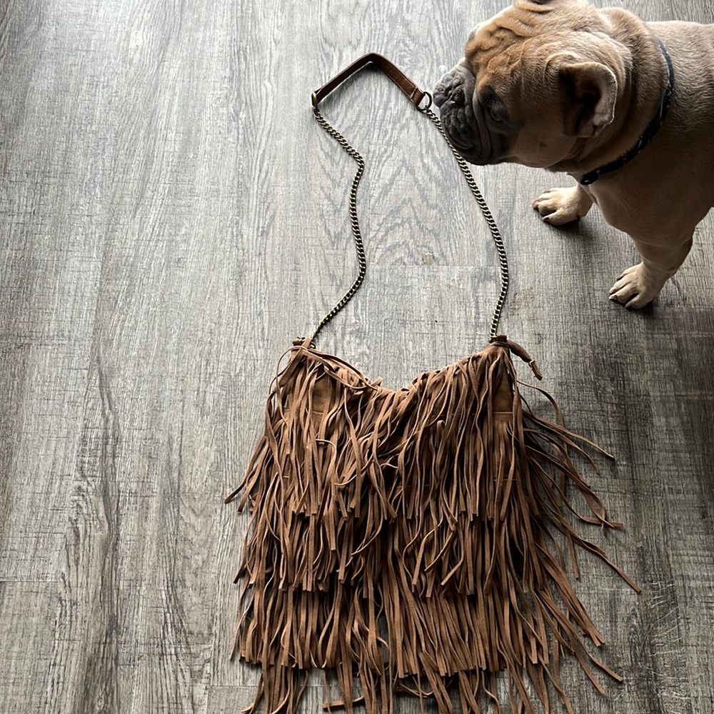 Brown fringe bag